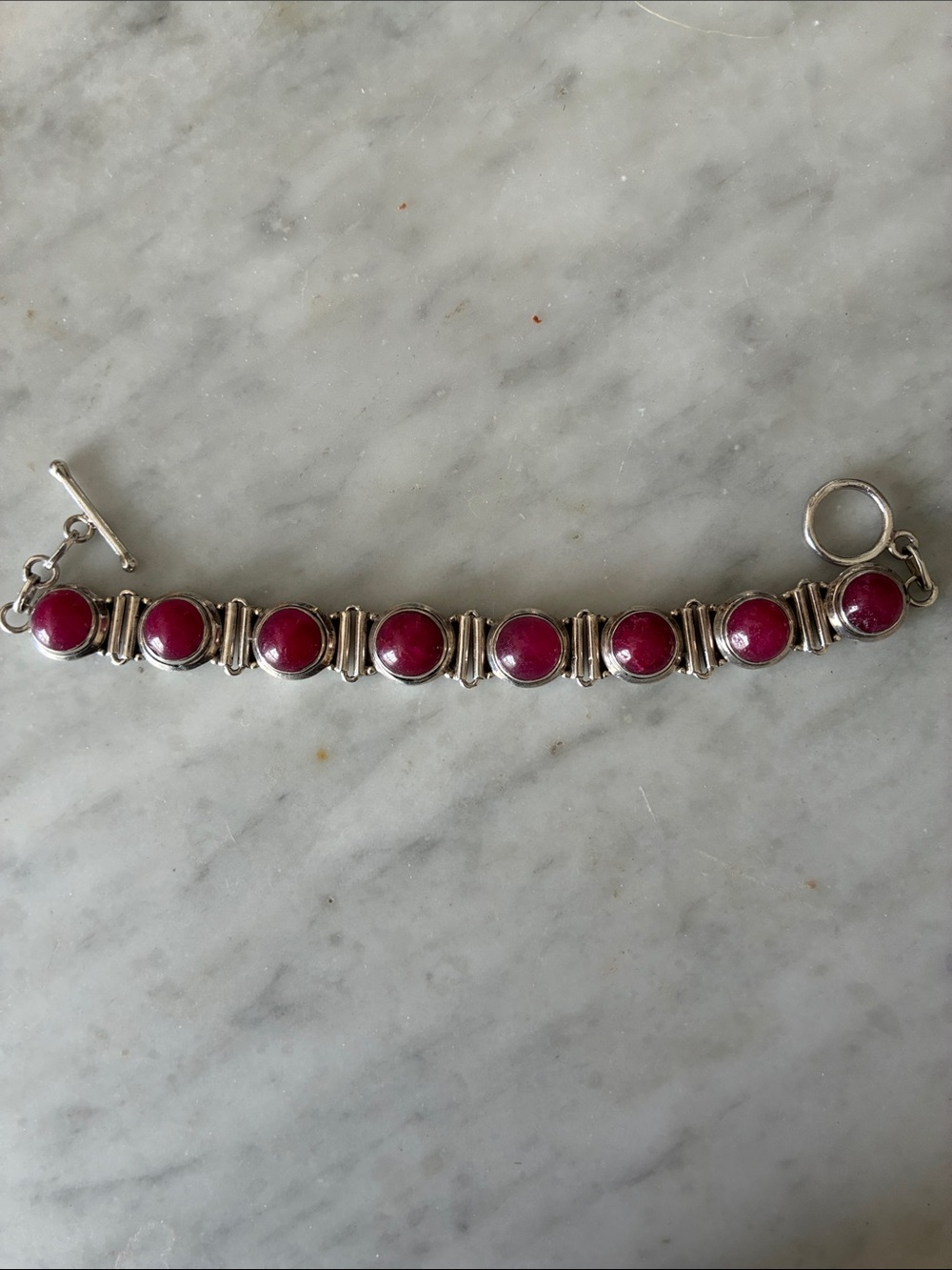 Vintage Silver Bracelet with  Cabochon Stones